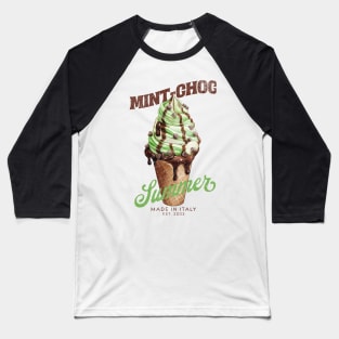 Mint chocolate chips ice cream cone - italian summer Baseball T-Shirt